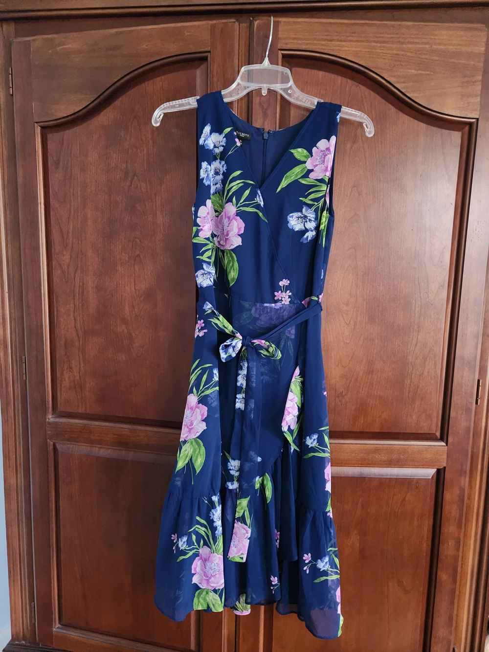 Talbots Navy Floral Sleeveless Midi Dress